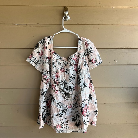 Torrid Clip Jacquard Square Neck Flutter Sleeve Top 4x - Vacation Tropical NWT - Picture 8 of 8